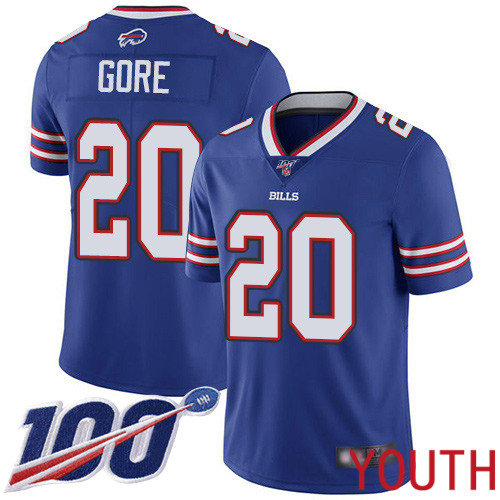 Youth Buffalo Bills #20 Frank Gore Royal Blue Team Color Vapor Untouchable Limited Player 100th Season NFL Jersey